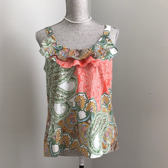 Tommy Hilfiger Tops - Tommy Hilfiger Sleeveless Ruffle Paisley Blouse